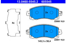 Sada brzdových destiček, kotoučová brzda ATE 13.0460-5545.2