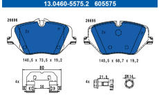 Sada brzdových destiček, kotoučová brzda ATE 13.0460-5575.2