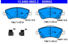 Sada brzdových destiček, kotoučová brzda ATE 13.0460-5602.2