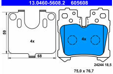 Sada brzdových platničiek kotúčovej brzdy ATE 13.0460-5608.2