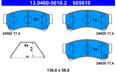 Sada brzdových platničiek kotúčovej brzdy ATE 13.0460-5610.2
