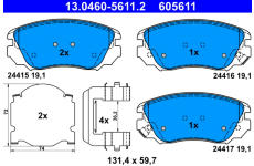 Sada brzdových platničiek kotúčovej brzdy ATE 13.0460-5611.2