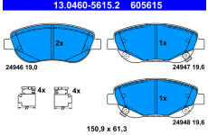 Sada brzdových destiček, kotoučová brzda ATE 13.0460-5615.2