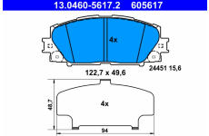 Sada brzdových destiček, kotoučová brzda ATE 13.0460-5617.2