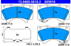 Sada brzdových platničiek kotúčovej brzdy ATE 13.0460-5618.2