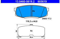Sada brzdových destiček, kotoučová brzda ATE 13.0460-5619.2
