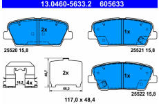 Sada brzdových destiček, kotoučová brzda ATE 13.0460-5633.2