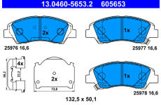 Sada brzdových destiček, kotoučová brzda ATE 13.0460-5653.2