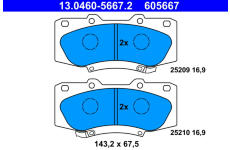 Sada brzdových destiček, kotoučová brzda ATE 13.0460-5667.2