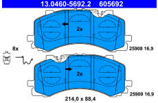 Sada brzdových destiček, kotoučová brzda ATE 13.0460-5692.2