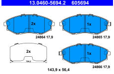 Sada brzdových destiček, kotoučová brzda ATE 13.0460-5694.2