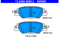 Sada brzdových destiček, kotoučová brzda ATE 13.0460-5695.2
