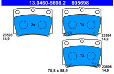 Sada brzdových destiček, kotoučová brzda ATE 13.0460-5698.2