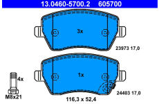 Sada brzdových destiček, kotoučová brzda ATE 13.0460-5700.2