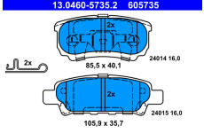 Sada brzdových destiček, kotoučová brzda ATE 13.0460-5735.2