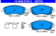 Sada brzdových destiček, kotoučová brzda ATE 13.0460-5753.2