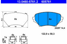 Sada brzdových destiček, kotoučová brzda ATE ATE 13.0460-5761.2