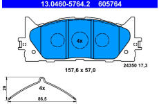 Sada brzdových destiček, kotoučová brzda ATE 13.0460-5764.2