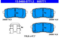 Sada brzdových platničiek kotúčovej brzdy ATE 13.0460-5771.2