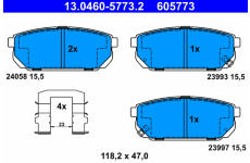 Sada brzdových destiček, kotoučová brzda ATE 13.0460-5773.2