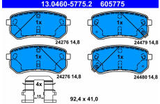 Sada brzdových destiček, kotoučová brzda ATE ATE 13.0460-5775.2