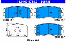 Sada brzdových destiček, kotoučová brzda ATE 13.0460-5788.2