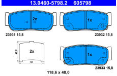 Sada brzdových destiček, kotoučová brzda ATE 13.0460-5798.2
