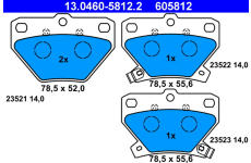 Sada brzdových destiček, kotoučová brzda ATE 13.0460-5812.2