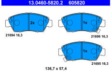 Sada brzdových destiček, kotoučová brzda ATE 13.0460-5820.2