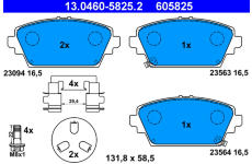 Sada brzdových destiček, kotoučová brzda ATE 13.0460-5825.2
