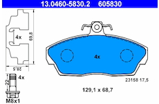 Sada brzdových destiček, kotoučová brzda ATE ATE 13.0460-5830.2