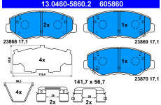 Sada brzdových destiček, kotoučová brzda ATE 13.0460-5860.2