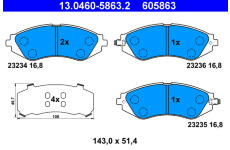 Sada brzdových destiček, kotoučová brzda ATE 13.0460-5863.2