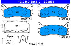 Sada brzdových destiček, kotoučová brzda ATE 13.0460-5865.2