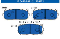 Sada brzdových destiček, kotoučová brzda ATE 13.0460-5871.2