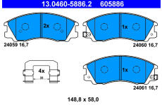 Sada brzdových destiček, kotoučová brzda ATE 13.0460-5886.2