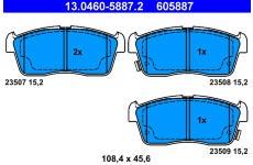 Sada brzdových destiček, kotoučová brzda ATE 13.0460-5887.2