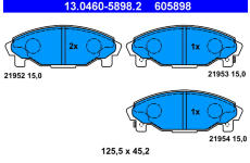 Sada brzdových destiček, kotoučová brzda ATE 13.0460-5898.2