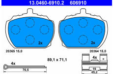 Sada brzdových destiček, kotoučová brzda ATE 13.0460-6910.2