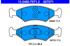 Sada brzdových destiček, kotoučová brzda ATE 13.0460-7071.2