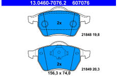 Sada brzdových destiček, kotoučová brzda ATE 13.0460-7076.2