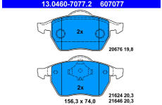 Sada brzdových platničiek kotúčovej brzdy ATE 13.0460-7077.2