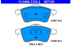 Sada brzdových destiček, kotoučová brzda ATE 13.0460-7102.2