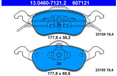 Sada brzdových destiček, kotoučová brzda ATE ATE 13.0460-7121.2