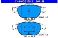 Sada brzdových destiček, kotoučová brzda ATE ATE 13.0460-7158.2