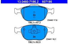 Sada brzdových destiček, kotoučová brzda ATE 13.0460-7186.2