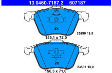 Sada brzdových destiček, kotoučová brzda ATE ATE 13.0460-7187.2