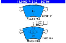 Sada brzdových destiček, kotoučová brzda ATE ATE 13.0460-7191.2