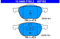 Sada brzdových destiček, kotoučová brzda ATE ATE 13.0460-7193.2