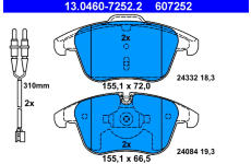 Sada brzdových destiček, kotoučová brzda ATE ATE 13.0460-7252.2